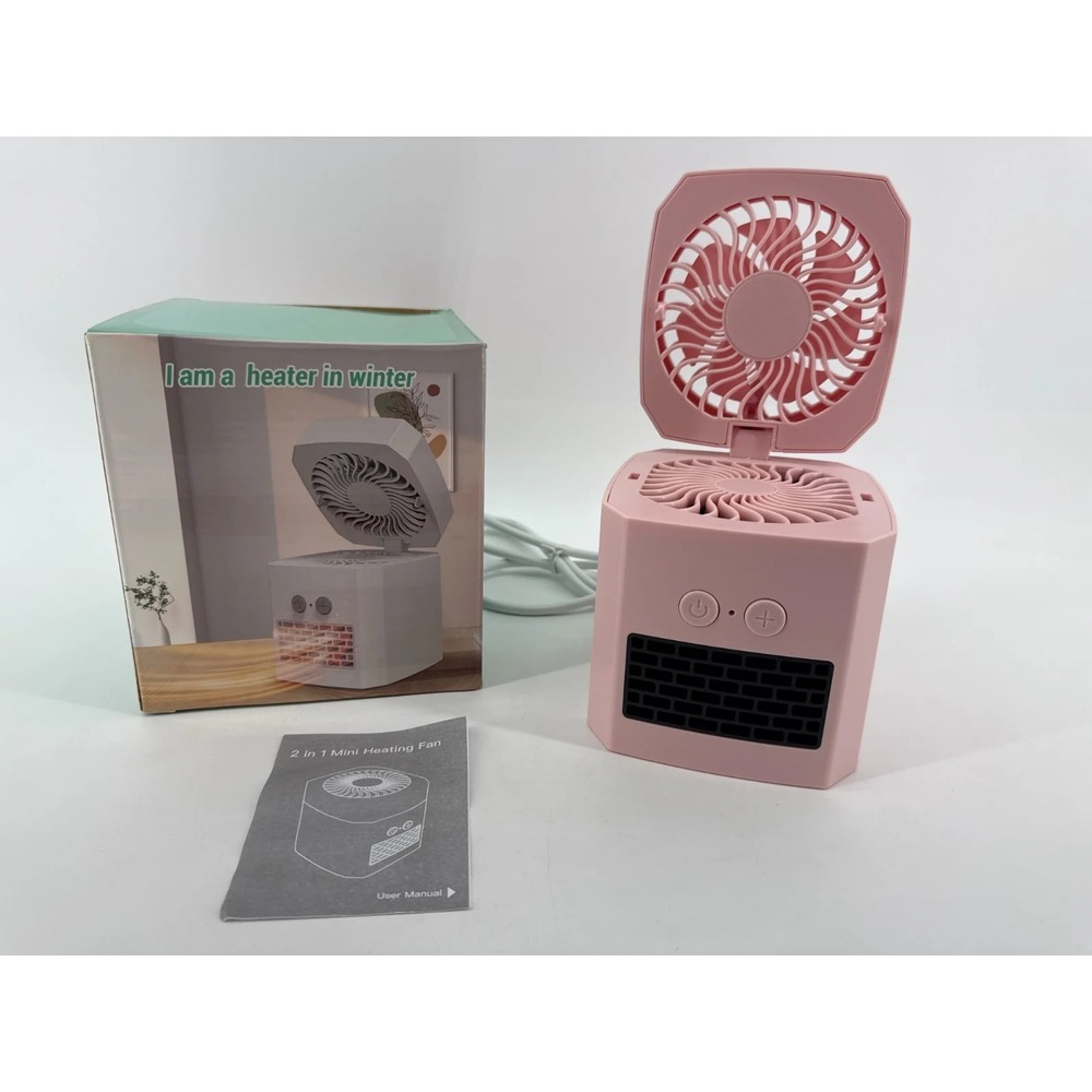 Mini Electric Heater Fan SGN-2203 Pink 2-in-1 Portable Quiet Desk Warmer Cooler